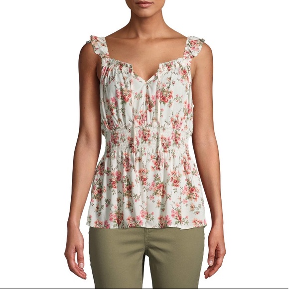 No Boundaries Tops - No Boundaries Smocked Waist Peasant Tank Top